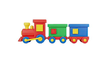 Colorful Toy Train with Engine and Cars