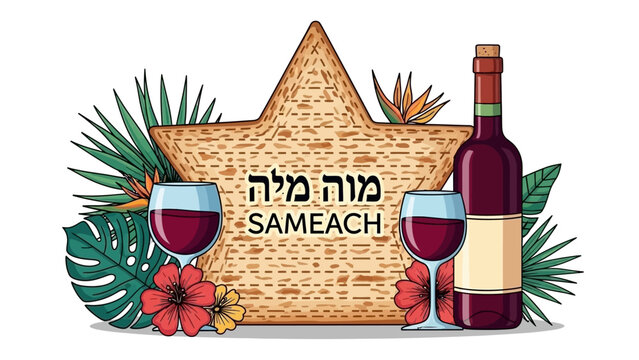 Passover Matzah Wine and Flowers Celebration.