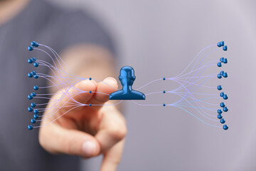 Abstract network connection concept symbolizing teamwork, cooperation, and digital communication. Visual metaphor for interconnectedness and dat