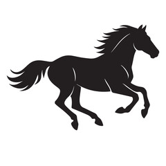 Obraz premium Black and white vector silhouette of a horse
