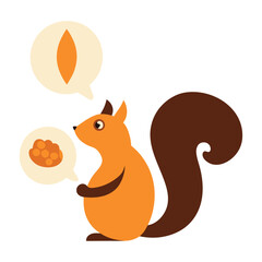squirrel with acorn and her food