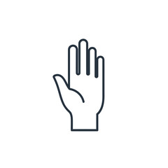 Obraz premium Minimalist Line Drawing of a Raised Hand Symbol for Sign Language or Gesture