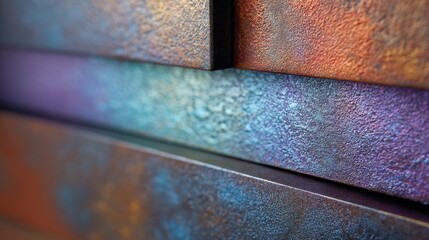 Textured surfaces with iridescent colors abstract art layered metallic effect