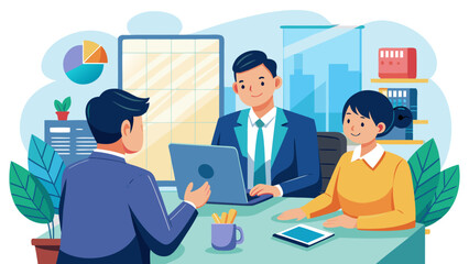 Business meeting with digital tools Vector