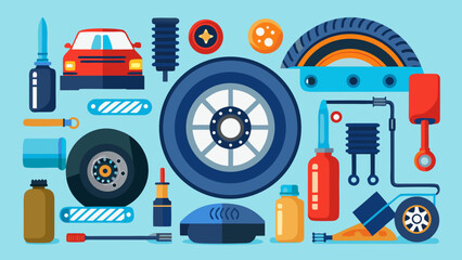 Car maintenance tools and parts Vector