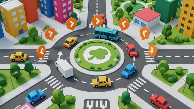 Toy City Roundabout - A Colorful Traffic Simulation.