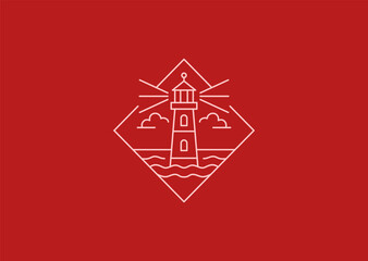 A lighthouse line style logo with clean vertical lines, representing guidance, safety, hope, direction, and trust