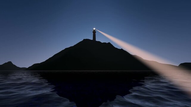Light scan of a lighthouse at sea