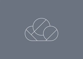 A cloud line style logo with soft minimal contours, representing connectivity, digital services, scalability, lightness, and modern simplicity