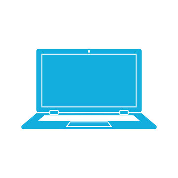 Simple blue laptop icon on white background