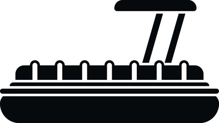 Pontoon boat icon symbolizing leisure, water transportation, and summer vacation activities © anatolir