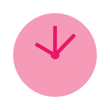 Pink clock face showing 8 o clock