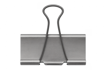 Silver metal binder clip holding papers stationery