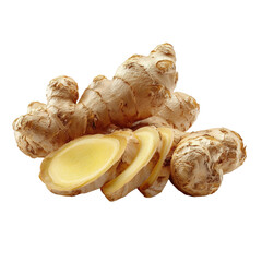Fresh Ginger Root Slices isolated on a transparent background 1