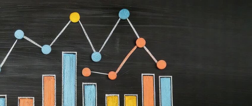 Chalkboard Charts Showing Business Growth Statistics Data Analysis and Financial Trends