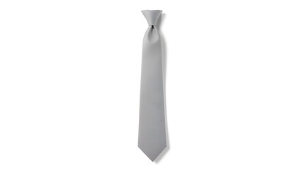 Silver light grey necktie isolated on white background, clean minimalist formal menswear accessory with professional studio lighting.