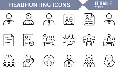 Corporate hiring and employee selection outline icons