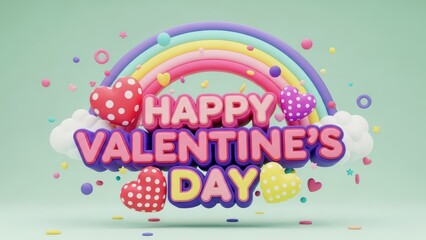 Celebrate love with a colorful rainbow and hearts on valentine's day