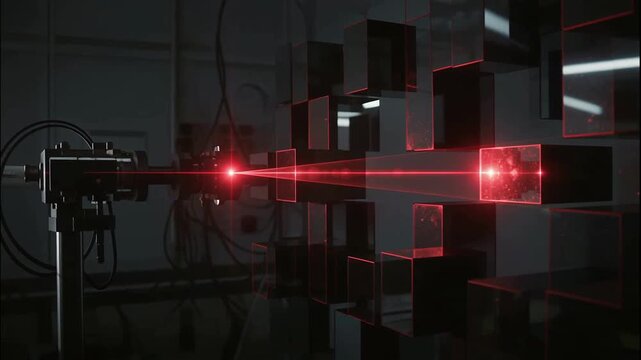 Intriguing Red Laser Experiment: Geometric Forms and Light in a Dark Laboratory Environment