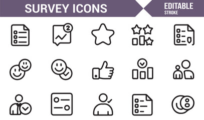 Rating and review survey vector icon pack