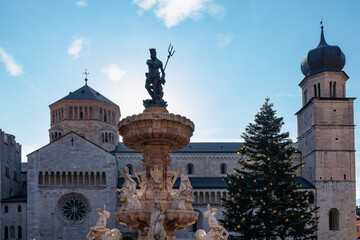 Foreshortening of Trento town in a winter day