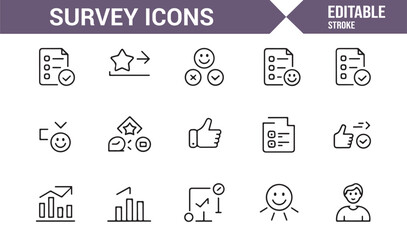 Evaluation and reporting survey line style icons