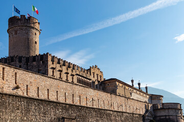Foreshortening of Trento town in a winter day