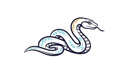 Colorful snake illustration with intricate details and patterns.