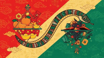 Tibetan Buddhist Thangka Painting with Dragon and Cultural Symbols.