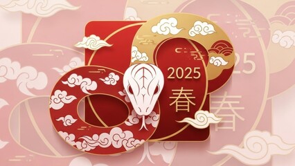 Chinese New Year 2025 Snake Celebration Design Elements.