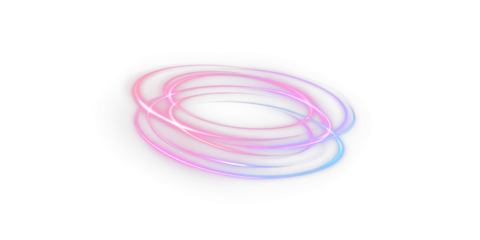 Energetic ball with a neon glow of blue and pink, decorated with light stripes and abstract movement. The dynamic motion effect symbolizes energy, speed, and digital flow.