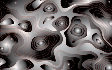 Abstract black and white liquid swirl metallic pattern background design