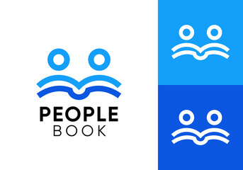 abstract people and book logo. school education vector design concept