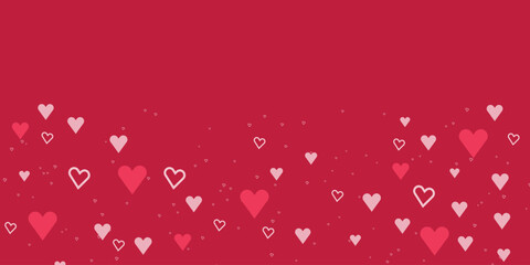 Soft Pink Heart Wave Vector Banner with Floating Cute Hearts for Valentine Day Romantic Background and Decorative Design Element