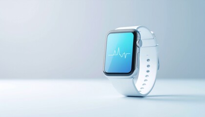 Modern Smartwatch Displaying Health Monitor Data on a Clean Background