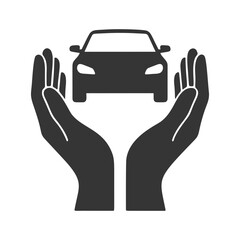 車を守る両手のシルエットアイコン