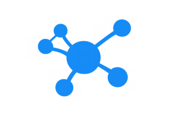 Network connection icon showing data nodes linking for global digital communication and technology structure on transparent background