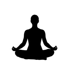 Silhouette of a person in a meditative yoga pose.