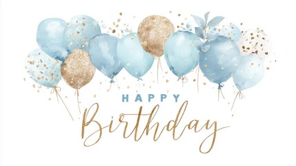 Aqua and Gold Balloon Banner for Birthday Celebrations