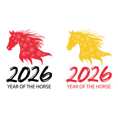 Year of the Horse. Vector Illustration. Design element for logo, label, emblem, sign.