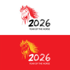 Year of the Horse. Vector Illustration. Design element for logo, label, emblem, sign.