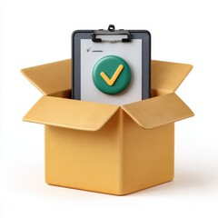 Clipboard with check mark icon inside box isolated on white background isolated on white background