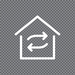 House Exchange and Real Estate Transaction Vector Line Icon. Minimalist Icon for Housing, Mortgage Refinance, or Home Transfer.