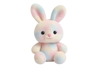 Obraz premium Pastel tie-dye plush bunny toy with transparent background