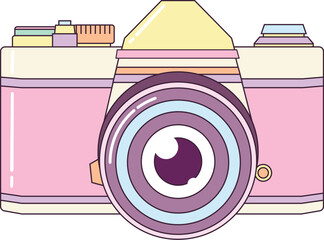Cute Pastel Vintage Camera With Eye Lens