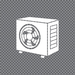 Vector Icon of an Air Conditioner Outdoor Unit for HVAC Systems. Minimalist HVAC Equipment Symbol, Isolated Air Conditioning Fan Icon.