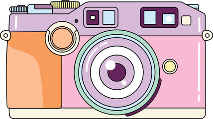 Cute Retro Camera Icon With Pastel Pink and Orange Colors