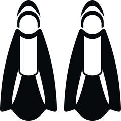 Two black flippers on a white background, useful for water sports © anatolir