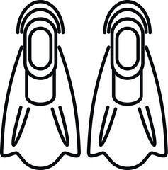 Pair of diving flippers representing water sports equipment outline style © anatolir