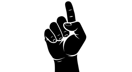 Bold vector illustration of a human hand with index finger pointing upwards, signifying importance, direction, and number one